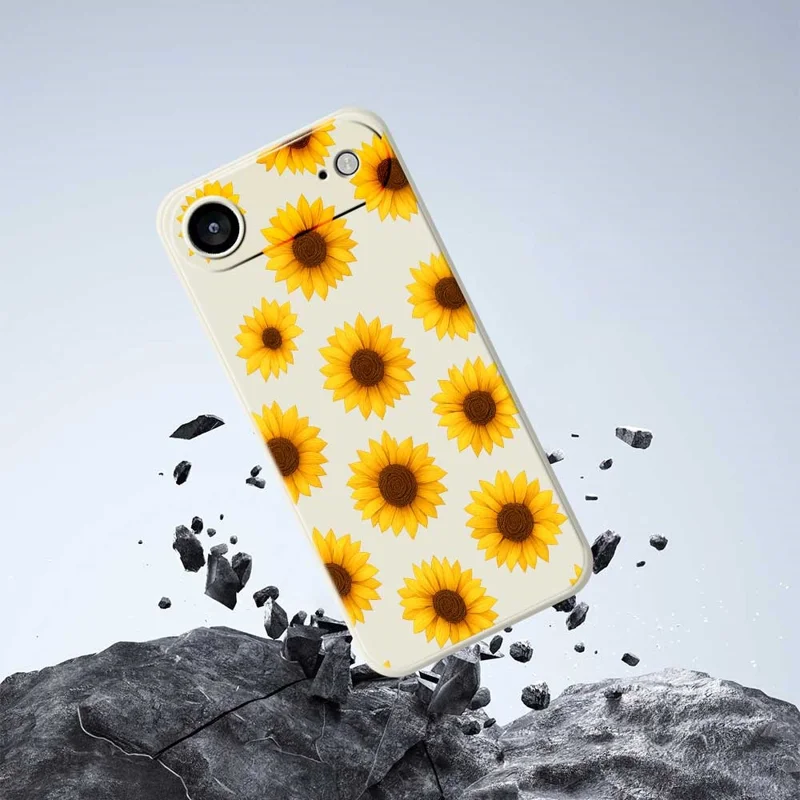 TPU-telefoonhoesje met zonnebloemenpatroon voor iPhone Air, rechte rand, beige