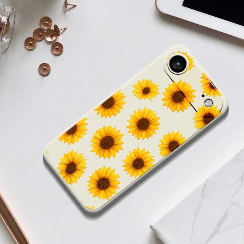 TPU-telefoonhoesje met zonnebloemenpatroon voor iPhone Air, rechte rand, beige