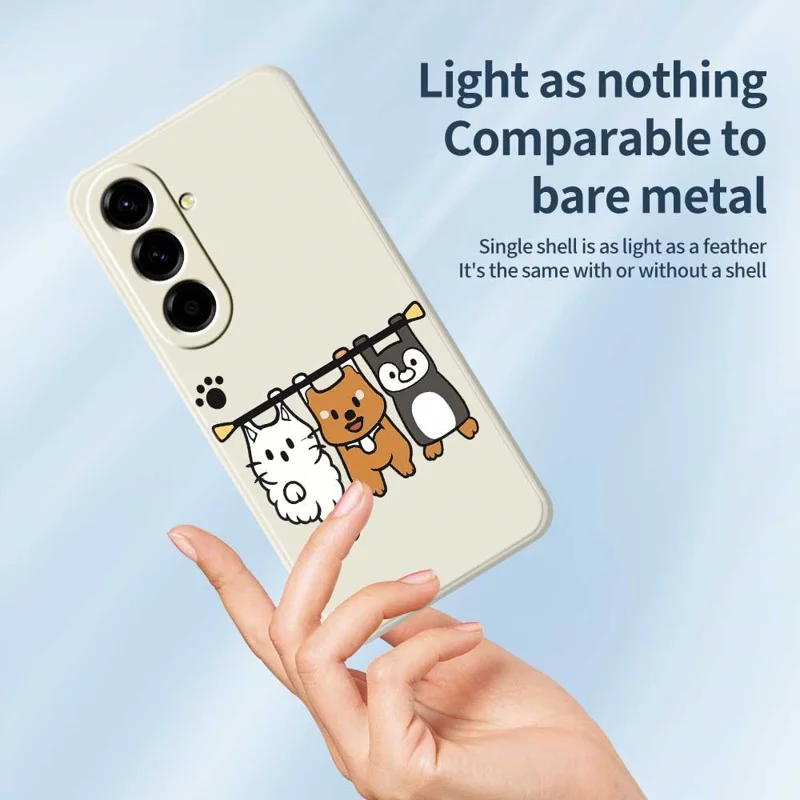For Samsung Galaxy A56 5G Case Three Animal Dolls Pattern Printing Straight Edge TPU Phone Back Cover - Beige