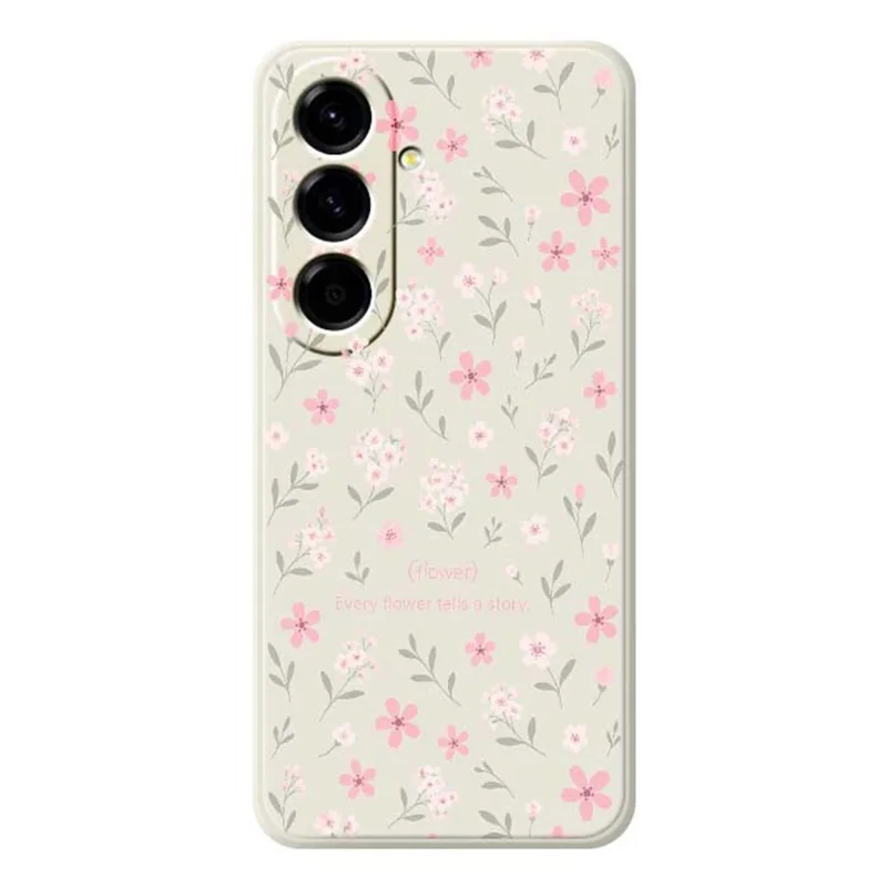 For Samsung Galaxy A56 5G Case Small Flower Pattern Printing Straight Edge TPU Phone Back Cover - Beige