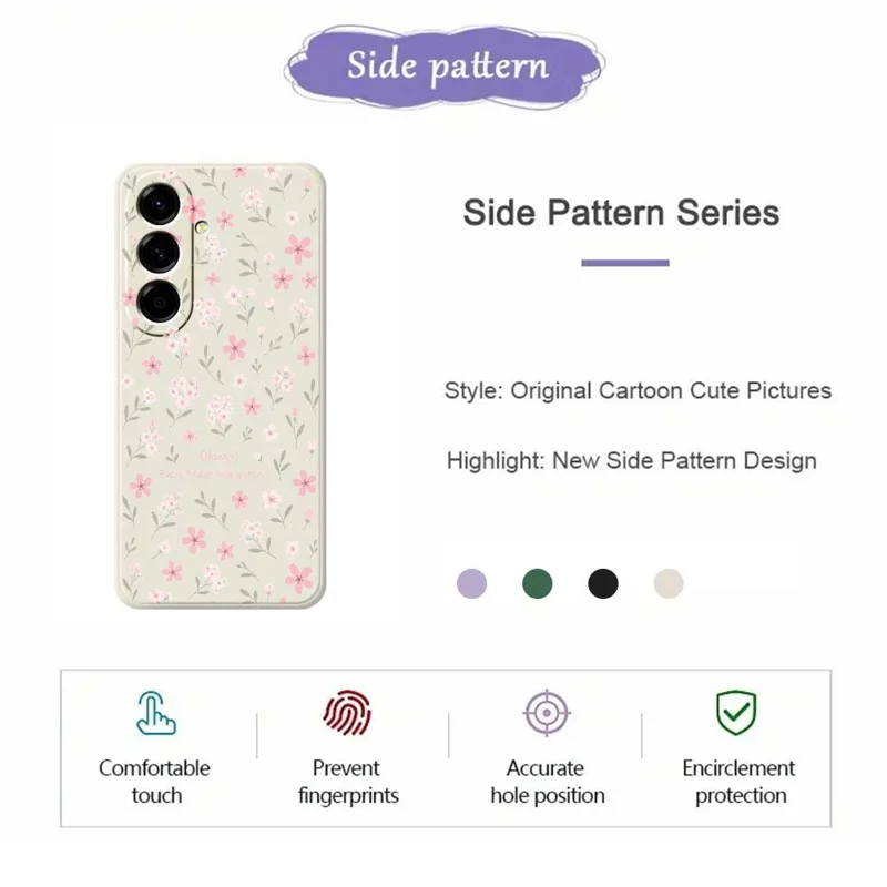 For Samsung Galaxy A56 5G Case Small Flower Pattern Printing Straight Edge TPU Phone Back Cover - Beige