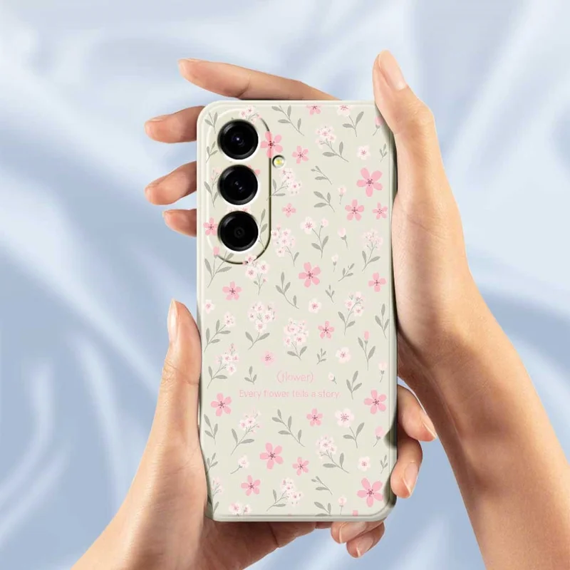 For Samsung Galaxy A56 5G Case Small Flower Pattern Printing Straight Edge TPU Phone Back Cover - Beige