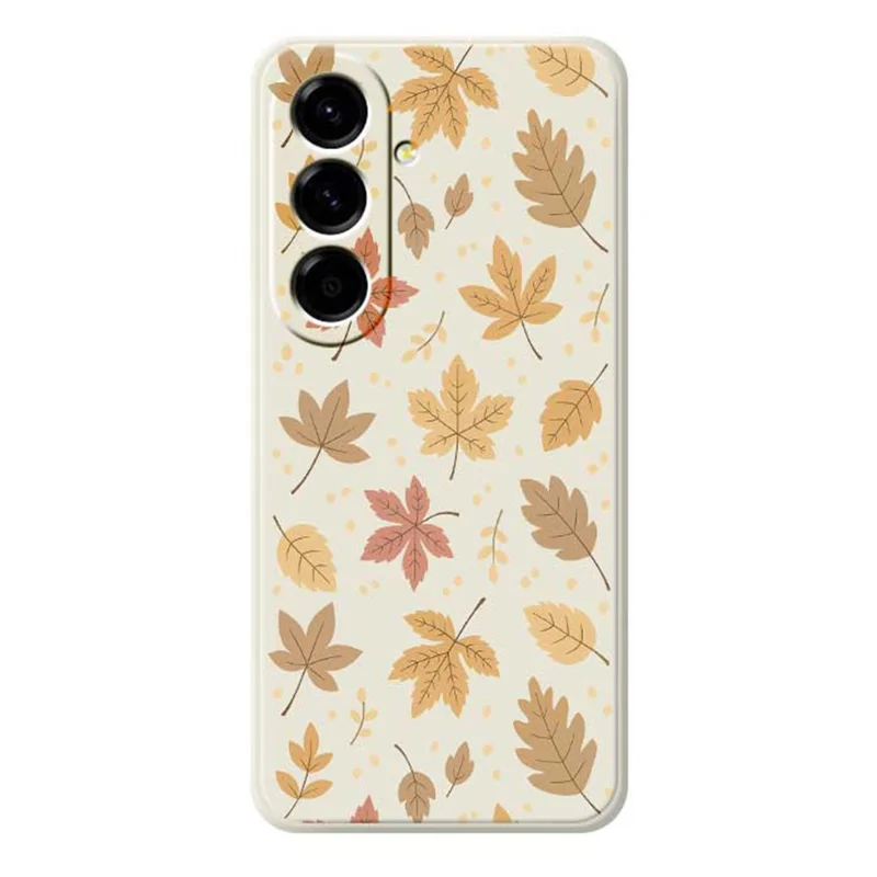 Samsung Galaxy A56 5G-hoesje met bladerpatroon Rechte rand TPU-telefoonhoes - Beige