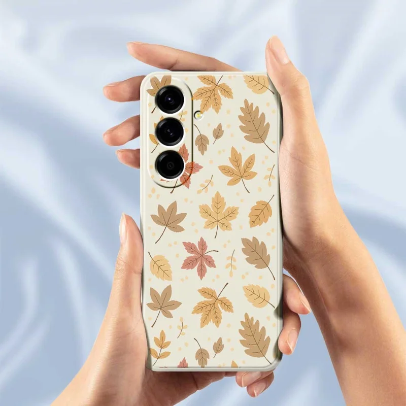 Samsung Galaxy A56 5G-hoesje met bladerpatroon Rechte rand TPU-telefoonhoes - Beige