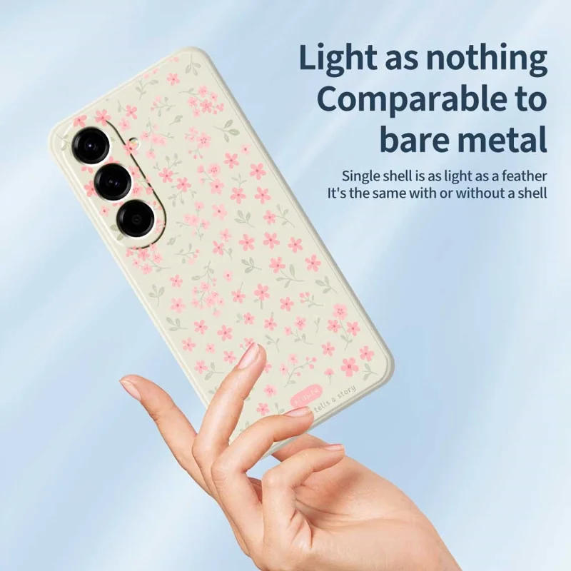 For Samsung Galaxy A56 5G Case Pink Small Flowers Pattern Printing Straight Edge TPU Phone Back Cover - Beige
