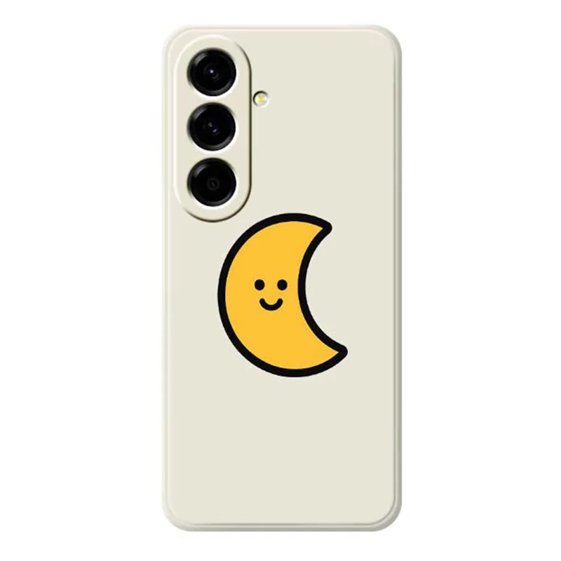 For Samsung Galaxy A56 5G Case Yellow Moon Pattern Printing Straight Edge TPU Phone Back Cover - Beige