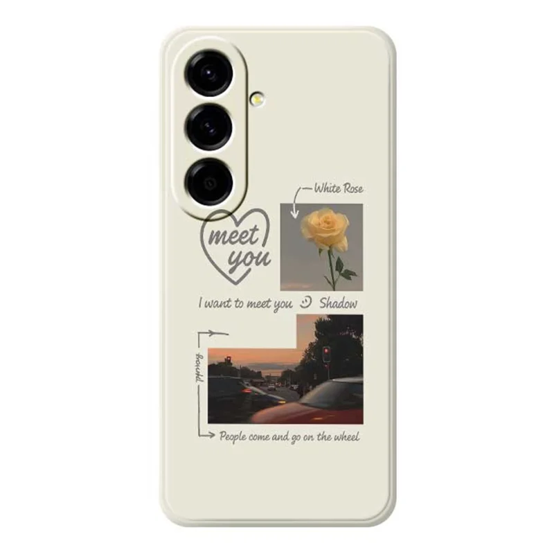For Samsung Galaxy A56 5G Case Meet You Photo Pattern Printing Straight Edge TPU Phone Back Cover - Beige