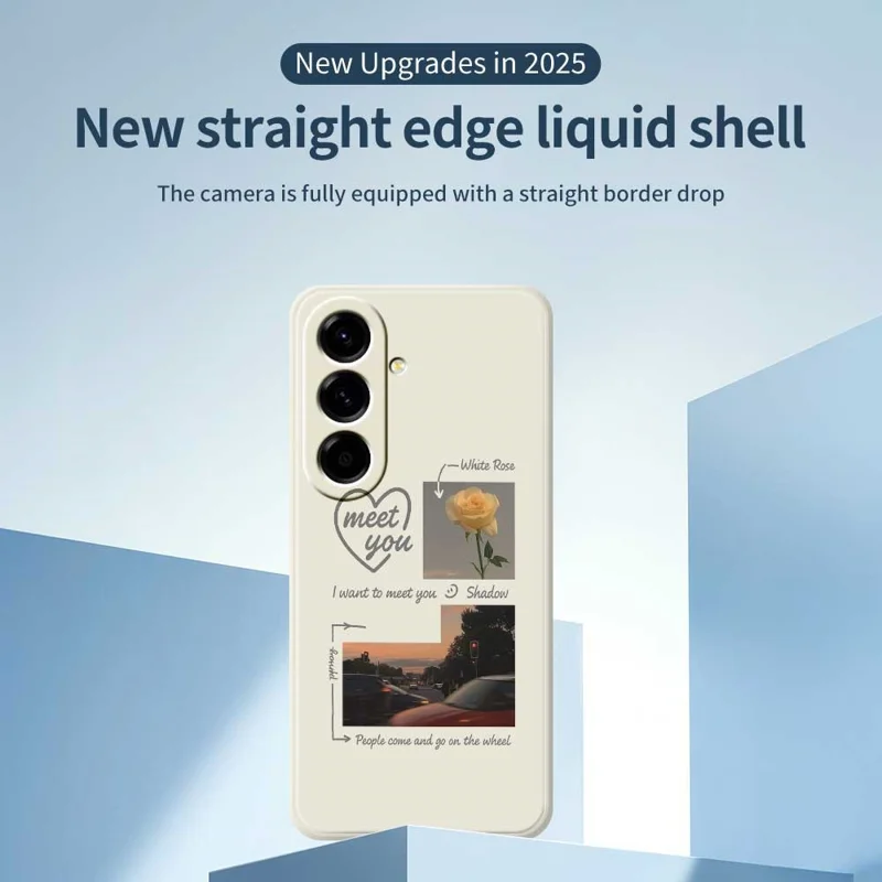 For Samsung Galaxy A56 5G Case Meet You Photo Pattern Printing Straight Edge TPU Phone Back Cover - Beige