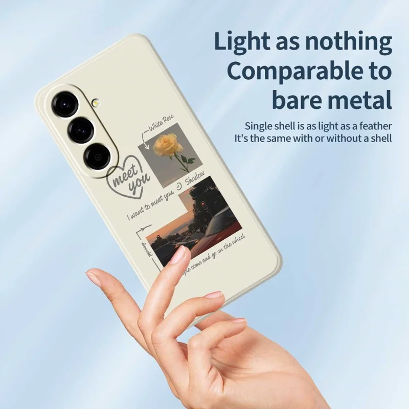 For Samsung Galaxy A56 5G Case Meet You Photo Pattern Printing Straight Edge TPU Phone Back Cover - Beige