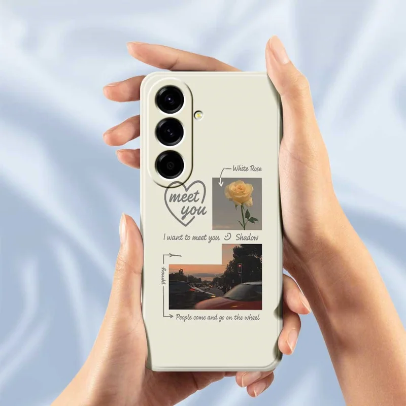 For Samsung Galaxy A56 5G Case Meet You Photo Pattern Printing Straight Edge TPU Phone Back Cover - Beige