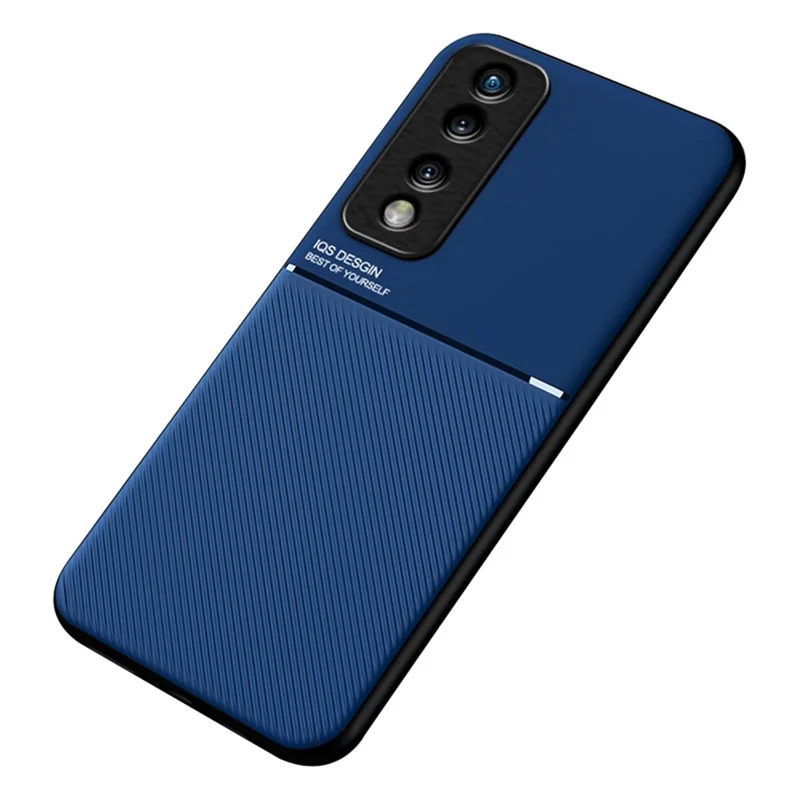 Cellphone Case for Honor 70 Pro 5G, Bump Proof Lines Imprinted PU Leather+TPU Hybrid Shell with Built-in Metal Sheet - Blue