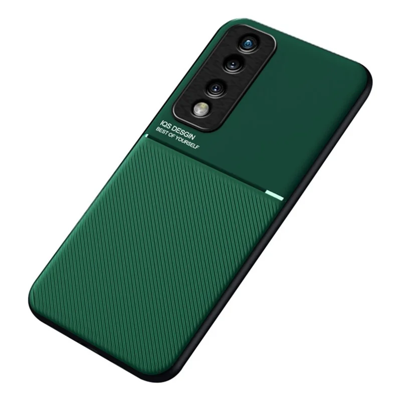 Case de Teléfonos Celulares Para Honor 70 Pro 5G, Líneas a Prueba de Golpes Impresas de Cuero Pu+tpu Hybrid Shell Con Lámina de Metal Incorporada - Verde