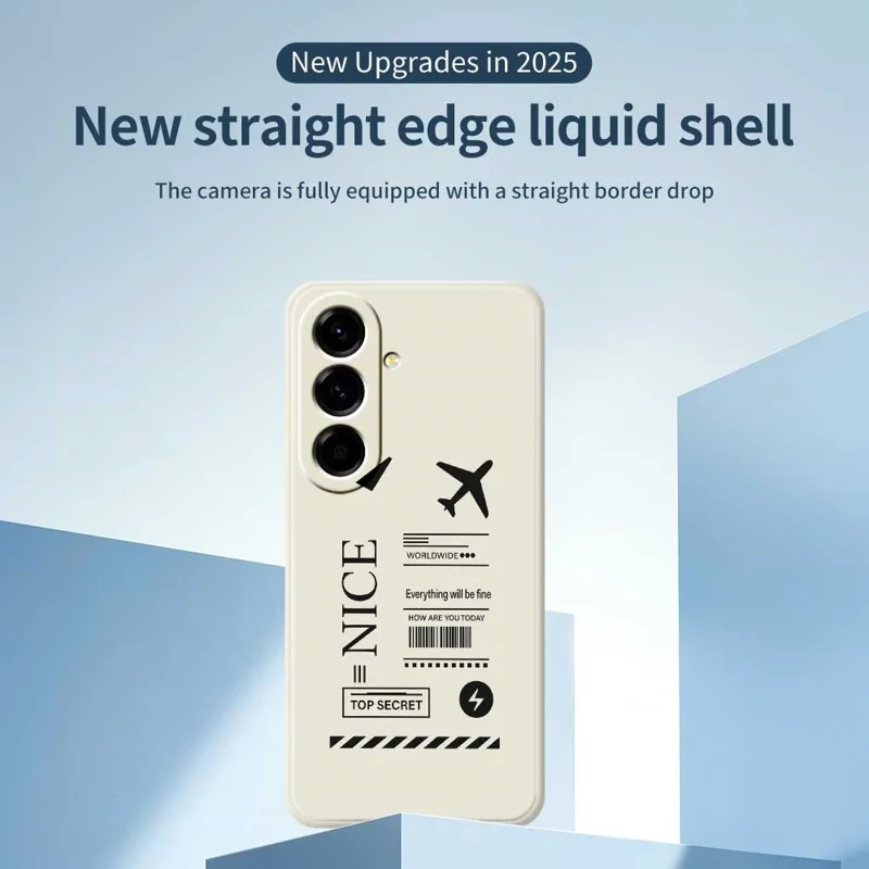 TPU-hoesje voor Samsung Galaxy A56 5G met boardingpaspatroon, rechte rand, beige