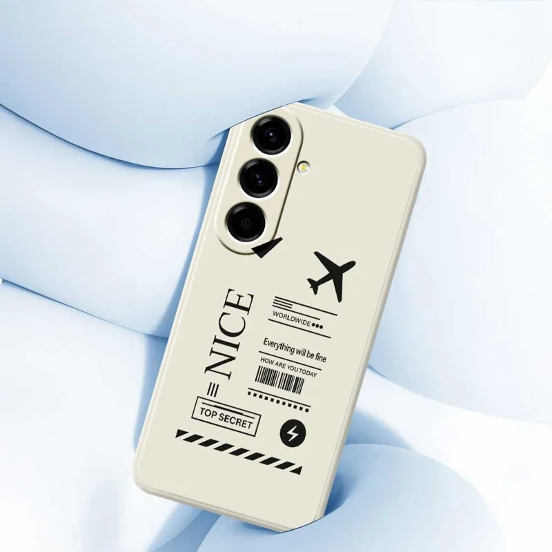 TPU-hoesje voor Samsung Galaxy A56 5G met boardingpaspatroon, rechte rand, beige