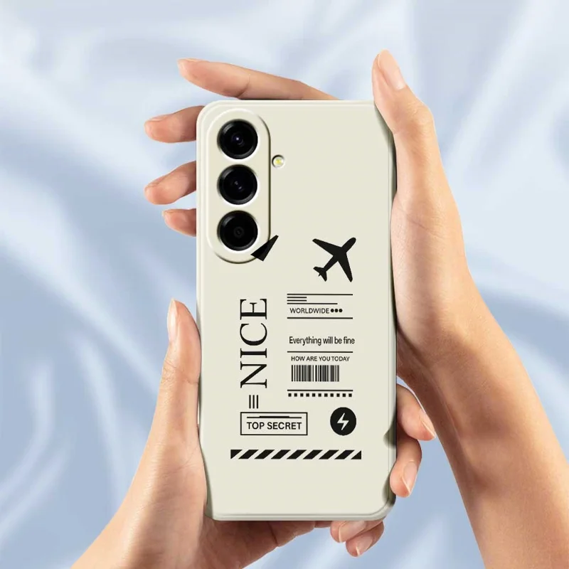 TPU-hoesje voor Samsung Galaxy A56 5G met boardingpaspatroon, rechte rand, beige