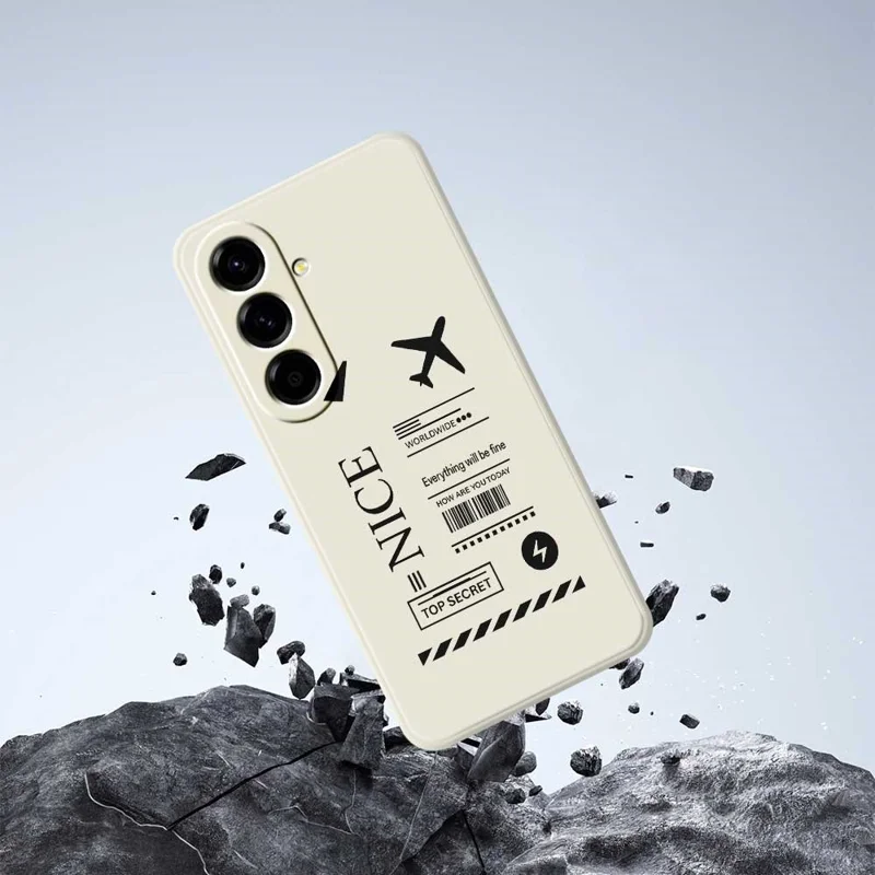 TPU-hoesje voor Samsung Galaxy A56 5G met boardingpaspatroon, rechte rand, beige