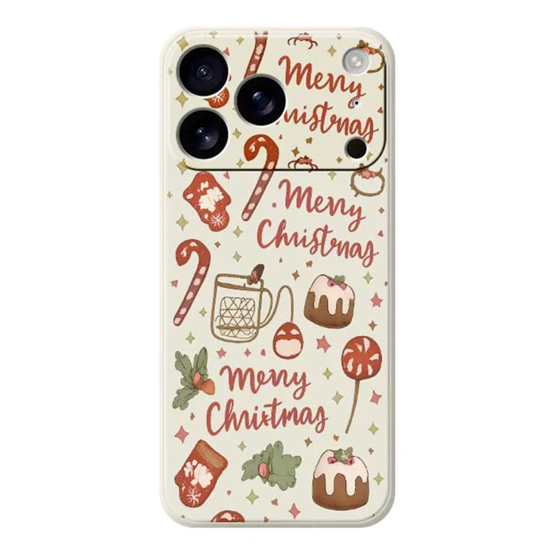TPU-hoesje voor iPhone 17 Pro Max met kerstpatroon, rechte rand, TPU-telefoonhoesje - Beige
