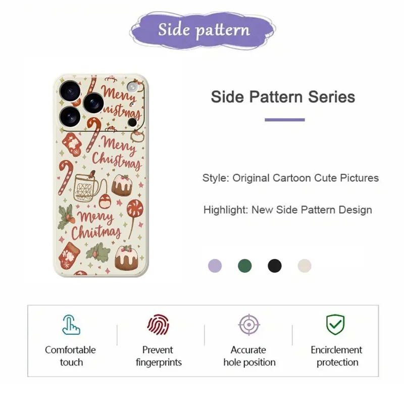 TPU-hoesje voor iPhone 17 Pro Max met kerstpatroon, rechte rand, TPU-telefoonhoesje - Beige