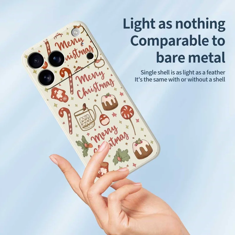 TPU-hoesje voor iPhone 17 Pro Max met kerstpatroon, rechte rand, TPU-telefoonhoesje - Beige