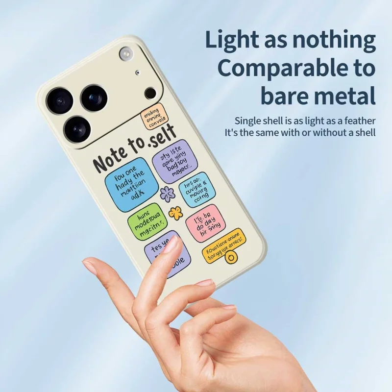 For iPhone 17 Pro Max Case Colored Sticky Notes Pattern Printing Straight Edge TPU Phone Back Cover - Beige