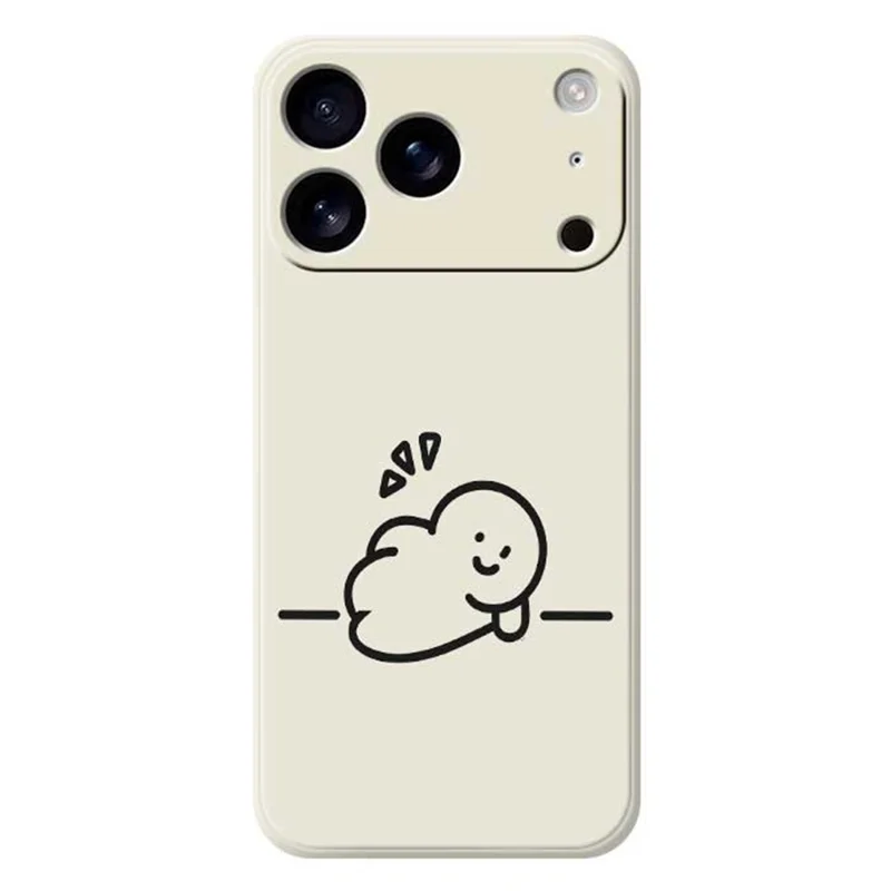 For iPhone 17 Pro Max Case Stick Figure Pattern Printing Straight Edge TPU Phone Back Cover - Beige