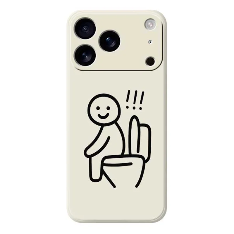 Cover per iPhone 17 Pro Max Custodia con Stampa di Stickman sul Water, Bordi Dritti in TPU - Beige
