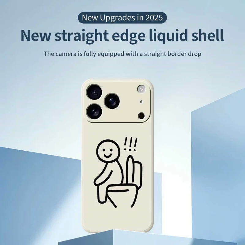 Cover per iPhone 17 Pro Max Custodia con Stampa di Stickman sul Water, Bordi Dritti in TPU - Beige