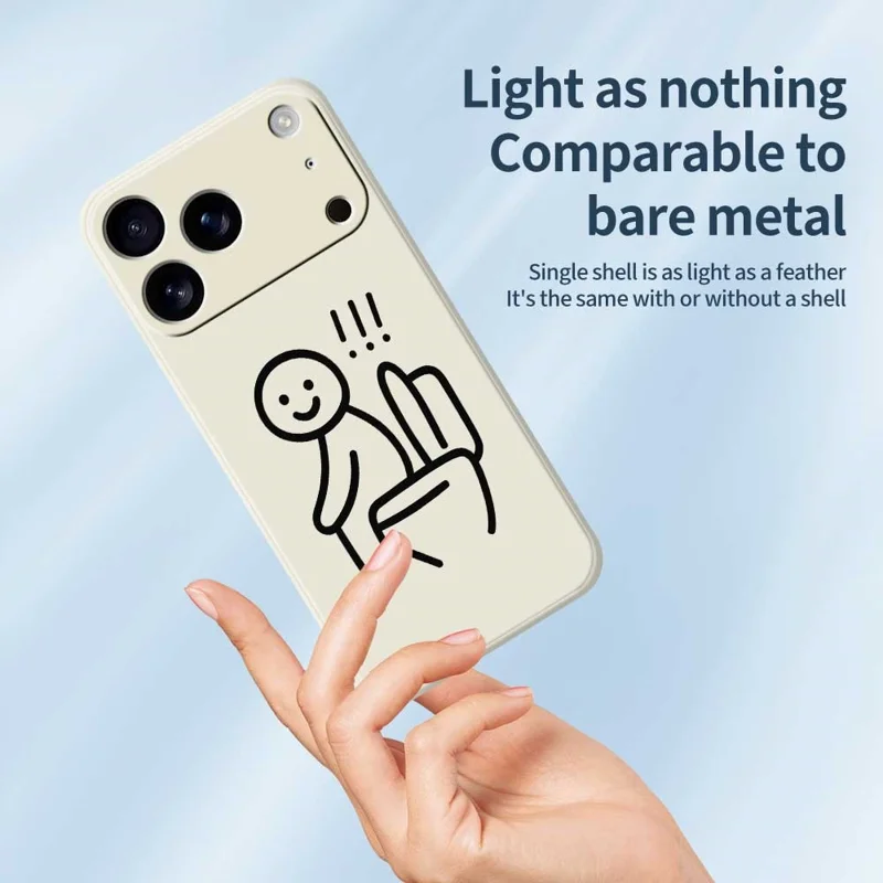 Cover per iPhone 17 Pro Max Custodia con Stampa di Stickman sul Water, Bordi Dritti in TPU - Beige