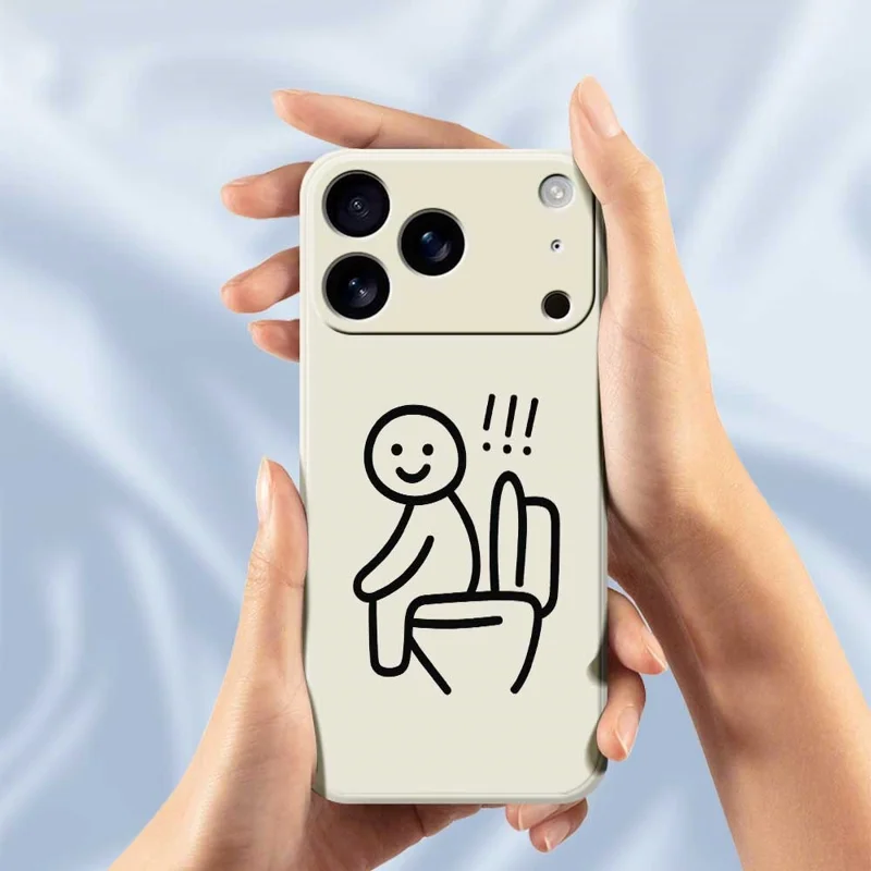 Cover per iPhone 17 Pro Max Custodia con Stampa di Stickman sul Water, Bordi Dritti in TPU - Beige