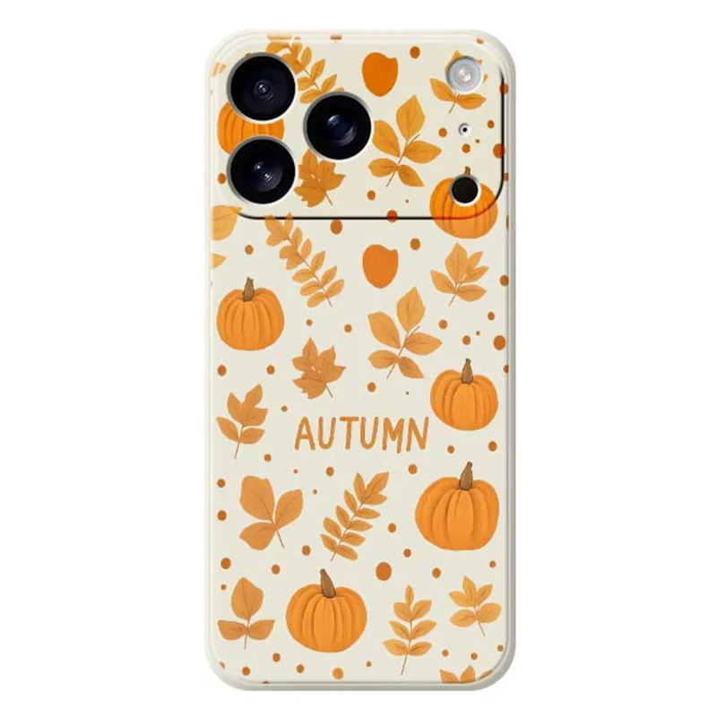 TPU-hoesje voor iPhone 17 Pro Max met herfstthema, opdruk met rechte rand, beige