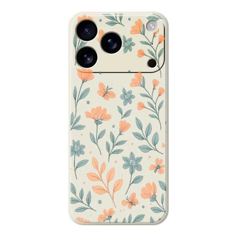 For iPhone 17 Pro Max Case Yellow Flowers Pattern Printing Straight Edge TPU Phone Back Cover - Beige