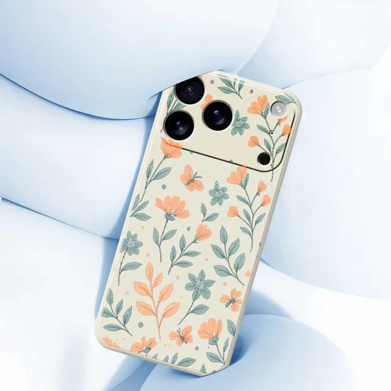 For iPhone 17 Pro Max Case Yellow Flowers Pattern Printing Straight Edge TPU Phone Back Cover - Beige