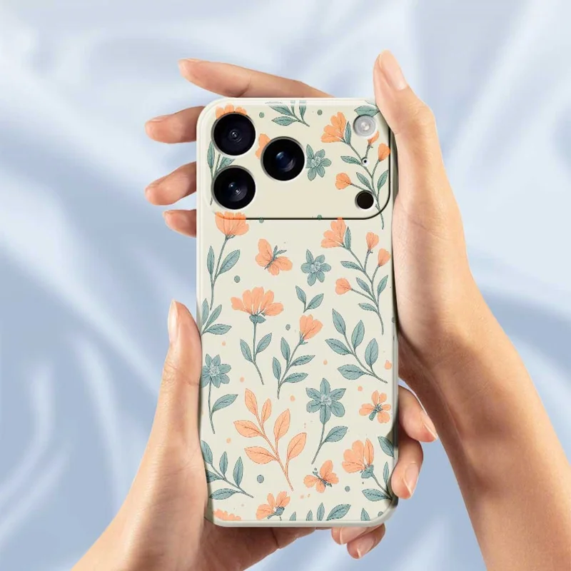 For iPhone 17 Pro Max Case Yellow Flowers Pattern Printing Straight Edge TPU Phone Back Cover - Beige