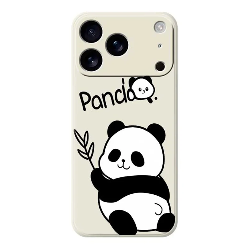 Coque pour iPhone 17 Pro Max Motif panda Impression bord droit Couverture arrière du téléphone en TPU - Beige