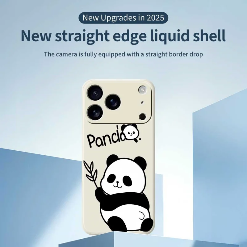 Coque pour iPhone 17 Pro Max Motif panda Impression bord droit Couverture arrière du téléphone en TPU - Beige