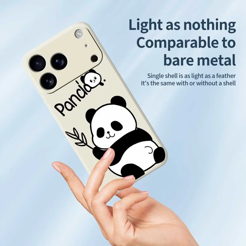 Coque pour iPhone 17 Pro Max Motif panda Impression bord droit Couverture arrière du téléphone en TPU - Beige