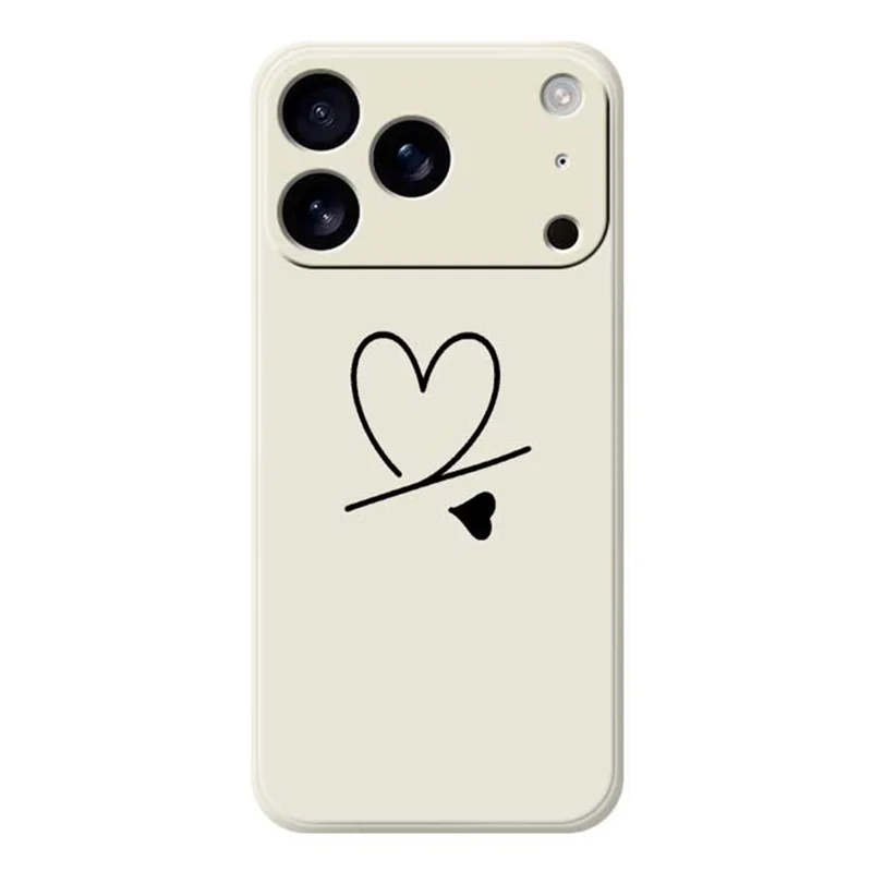 For iPhone 18 Pro Max / 17 Pro Max Case Black Love Pattern Printing Straight Edge TPU Phone Back Cover - Beige