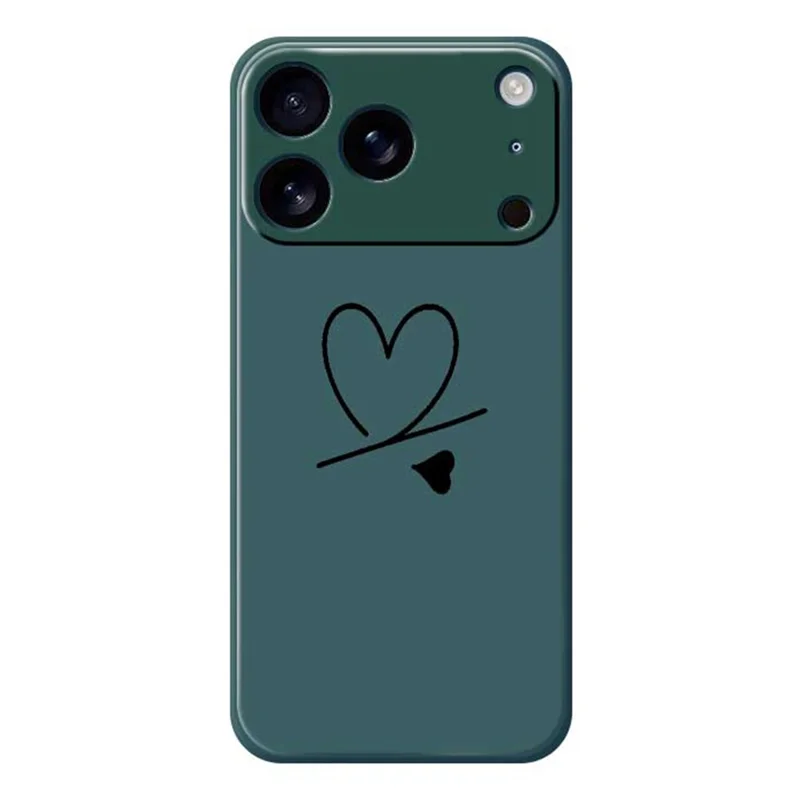 For iPhone 17 Pro Max Case Black Love Pattern Printing Straight Edge TPU Phone Back Cover - Green