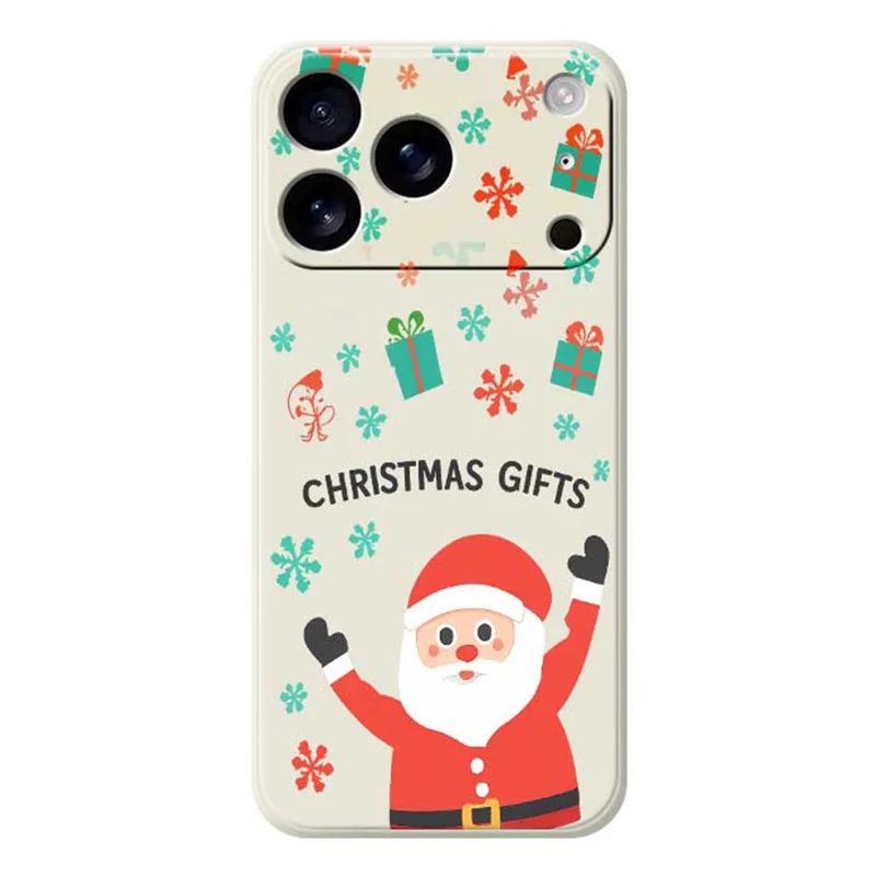 For iPhone 17 Pro Case Christmas Gifts Pattern Printing Straight Edge TPU Phone Back Cover - Beige