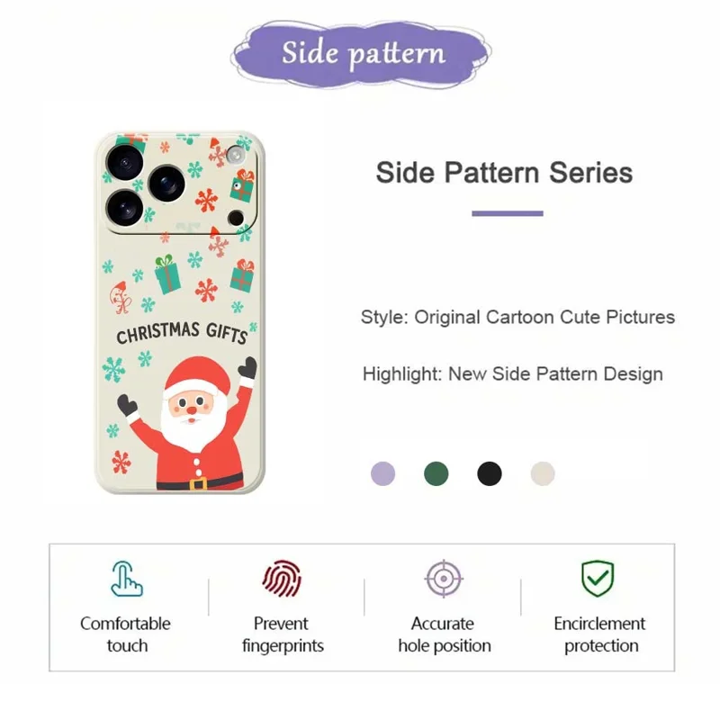 For iPhone 17 Pro Case Christmas Gifts Pattern Printing Straight Edge TPU Phone Back Cover - Beige