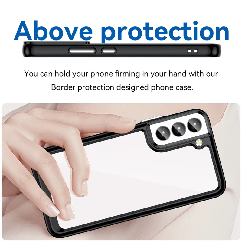 For Samsung Galaxy S23+ TPU Bumper Acrylic Back Cover Anti-drop Mobile Phone Case Protector - Black