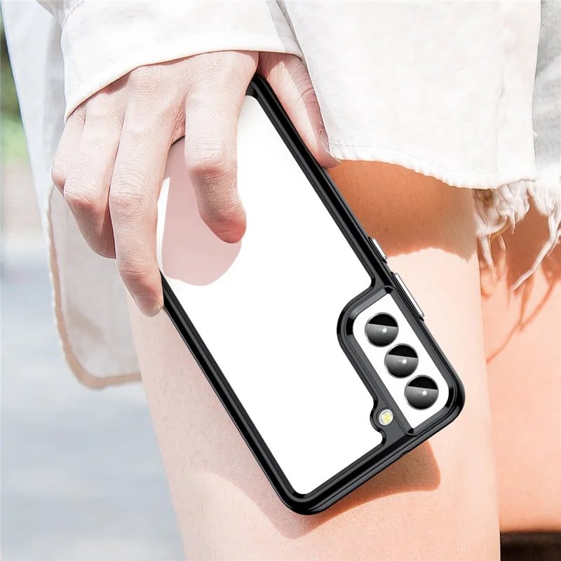 For Samsung Galaxy S23+ TPU Bumper Acrylic Back Cover Anti-drop Mobile Phone Case Protector - Black