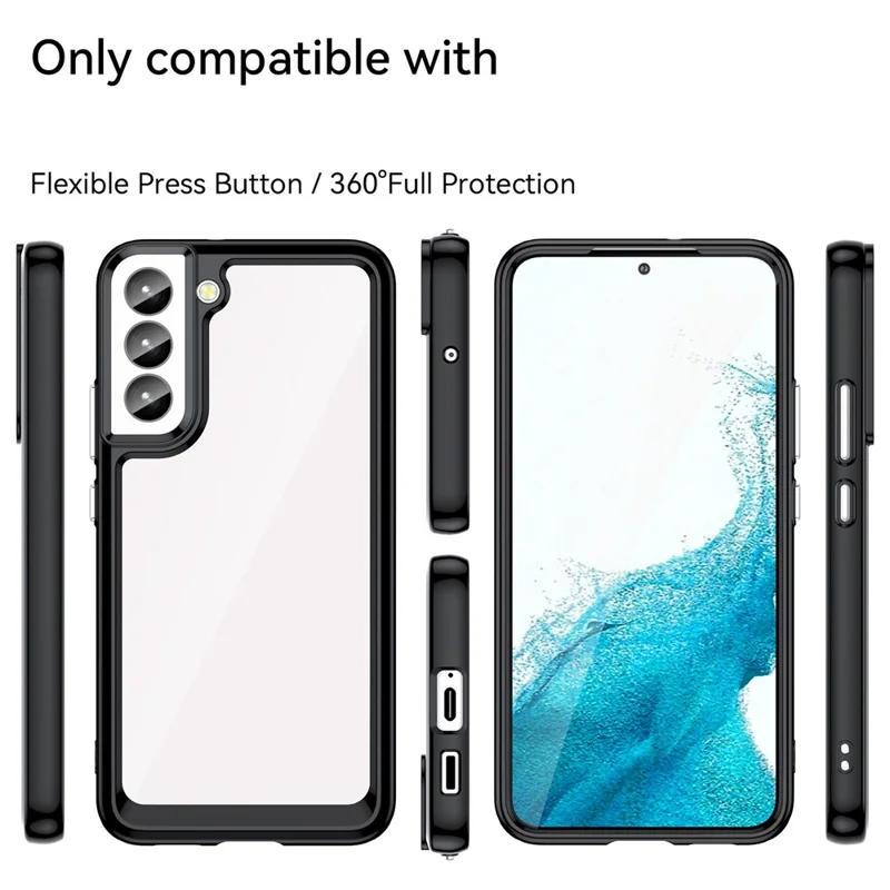 For Samsung Galaxy S23+ TPU Bumper Acrylic Back Cover Anti-drop Mobile Phone Case Protector - Black