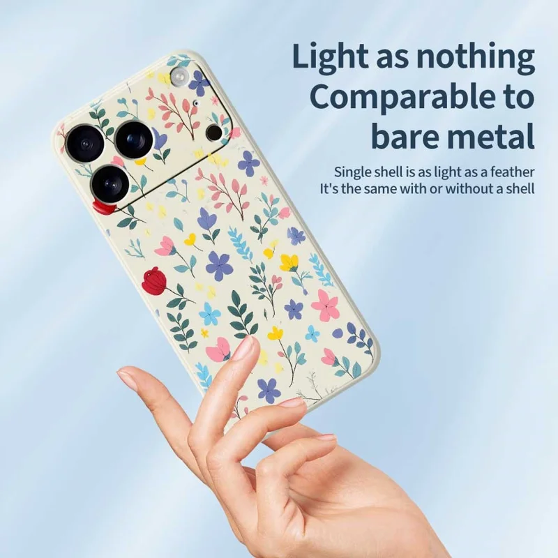 Voor iPhone 17 Pro-hoesje Kleurrijke bloemenvertakkingen Patroonafdruk Rechte rand TPU telefoon achterkant - Beige