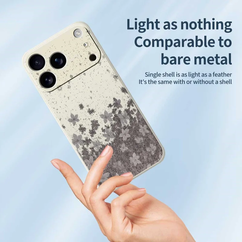 Voor iPhone 17 Pro Case Grijs Bloemenpatroon Rechte Rand TPU Telefoonhoesje - Beige