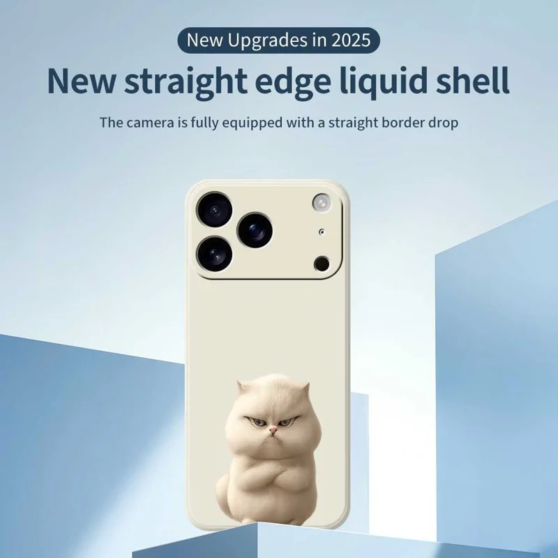 Für iPhone 17 Pro Hülle Wütende Katze Muster Druck Gerade Kante TPU Handy Rückseite Schutzhülle - Schwarz