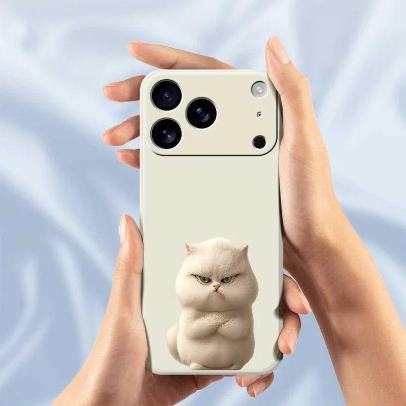 Für iPhone 17 Pro Hülle Wütende Katze Muster Druck Gerade Kante TPU Handy Rückseite Schutzhülle - Schwarz
