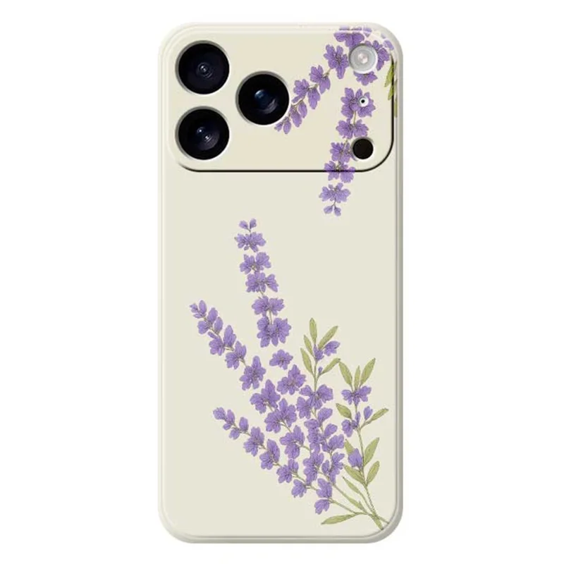 Für iPhone 17 Pro Hülle Lavendel Muster Druck Gerade Kante TPU Handy Rückseite Abdeckung - Beige