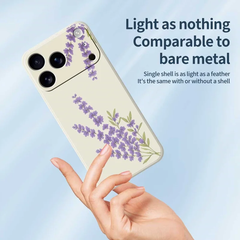 Für iPhone 17 Pro Hülle Lavendel Muster Druck Gerade Kante TPU Handy Rückseite Abdeckung - Beige