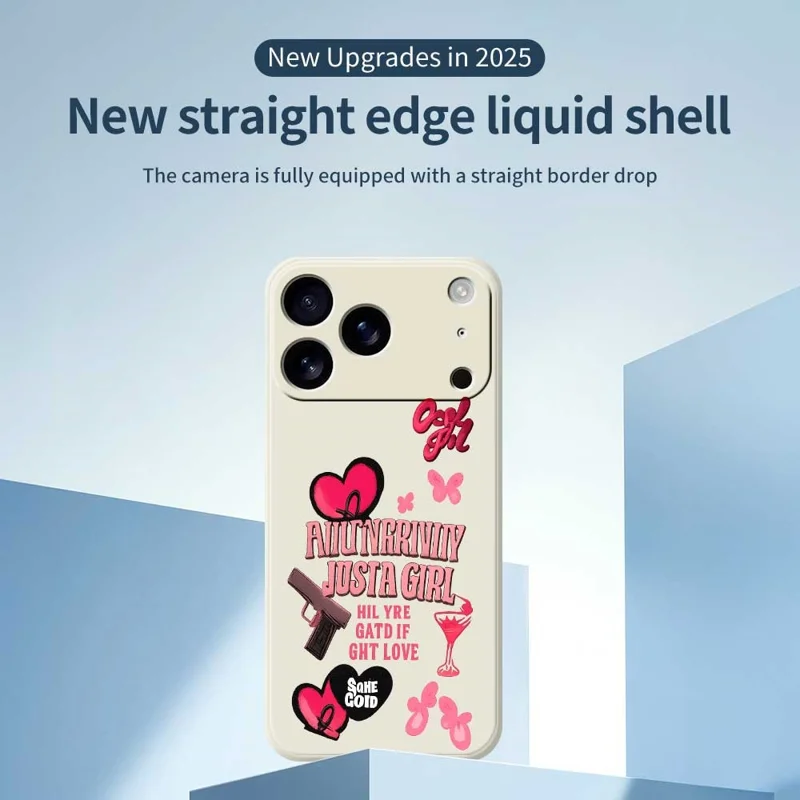 Für iPhone 17 Pro Hülle Rosa Elemente Muster Druck Gerade Kante TPU Handy Rückseite Abdeckung - Grün